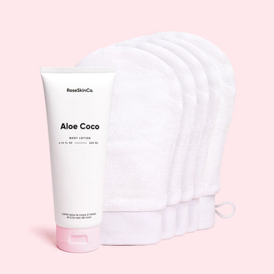 Smooth & Soothe Routine (Body Lotion + 5 Exfoliating Gloves)
